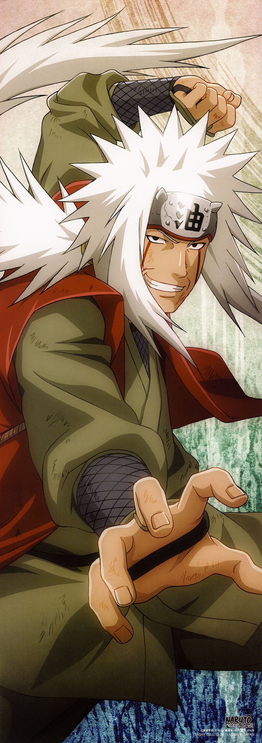 Jiraiya from Naruto Shippuden anime character with white spiky hair and red cloak HD phone wallpaper