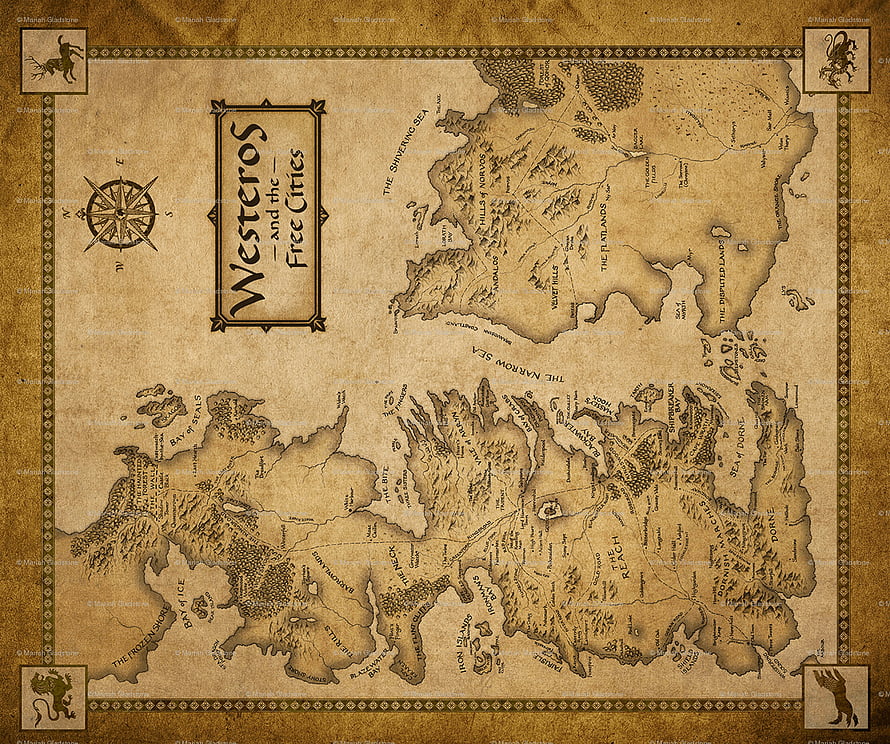 Westeros and the Free Cities Fantasy Map Wallpaper HD wallpaper