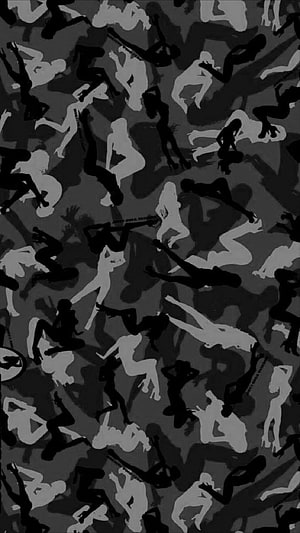 Monochrome Camouflage Pattern with Repeating Human Silhouettes in Dynamic Poses, #sexy #camouflage #black # #android # HD phone wallpaper