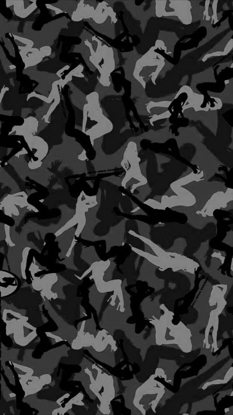 Monochrome Camouflage Pattern with Repeating Human Silhouettes in Dynamic Poses, #sexy #camouflage #black # #android # HD phone wallpaper