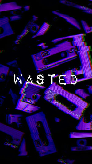 Wasted Glitch Art Wallpaper With Retro VHS Tapes And Neon Purple Aesthetic HD phone wallpaper