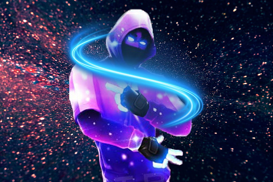 Fortnite Galaxy Skin Character with Glowing Blue Energy Ring in Space HD wallpaper