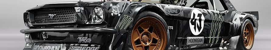 Black Hoonigan Ford Mustang Drag Racing Car with Monster Energy Livery HD wallpaper