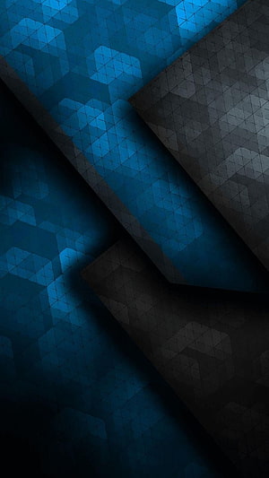 Dark Geometric Abstract Pattern with Blue and Black Faceted Triangles HD phone wallpaper
