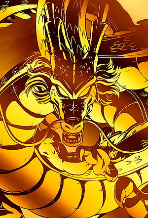 Shenron Dragon Ball Z Golden Dragon Ball Illustration HD phone wallpaper