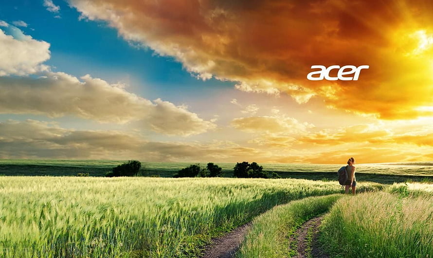 Acer Wallpaper: Hiker Walking Through Golden Wheat Field at Sunset HD wallpaper