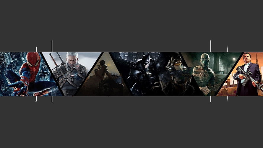 Video Game Characters Collage Featuring Spider-Man, Geralt, Batman, and Agent 47, Multiple Gaming banner On Instagram ❤ in 2022. Youtube channel art, Gaming banner, Banner background HD wallpaper