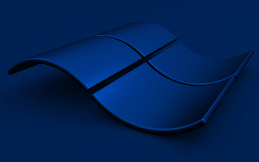 Dark Blue Windows 7 Logo 3D Render Minimalist Desktop Wallpaper HD wallpaper