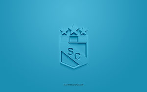 Sporting Cristal 3D Embossed Club Crest on Solid Blue Background HD wallpaper