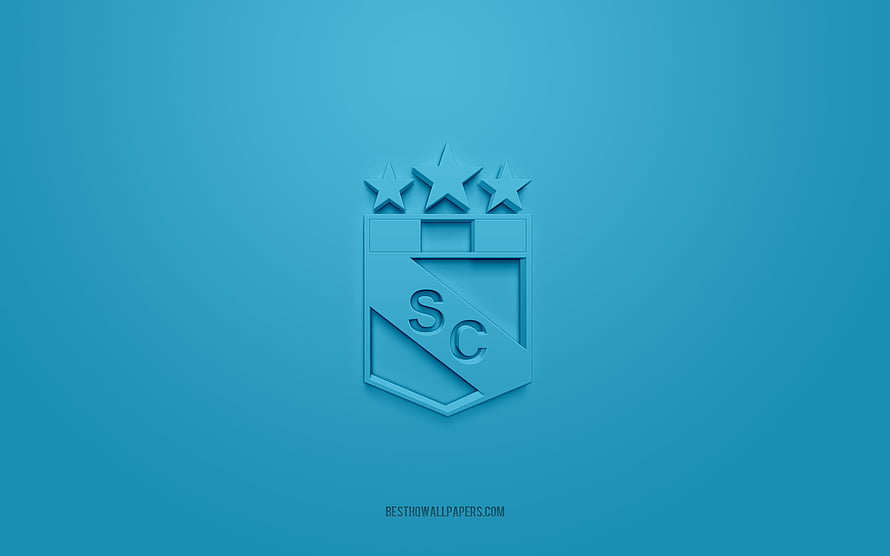 Sporting Cristal 3D Embossed Club Crest on Solid Blue Background HD wallpaper