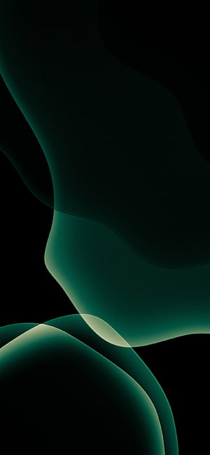 Abstract Dark Green Wavy Shapes on Black Background HD phone wallpaper