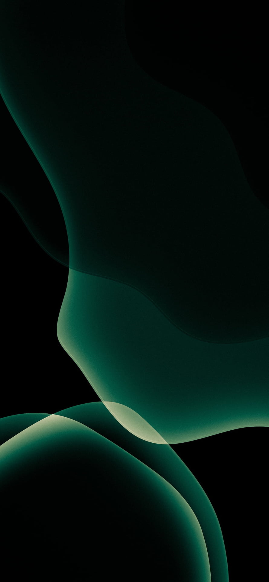 Abstract Dark Green Wavy Shapes on Black Background HD phone wallpaper