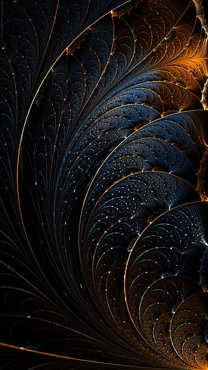 Abstract Fractal Art With Golden Spirals And Dark Blue Cosmic Patterns HD phone wallpaper