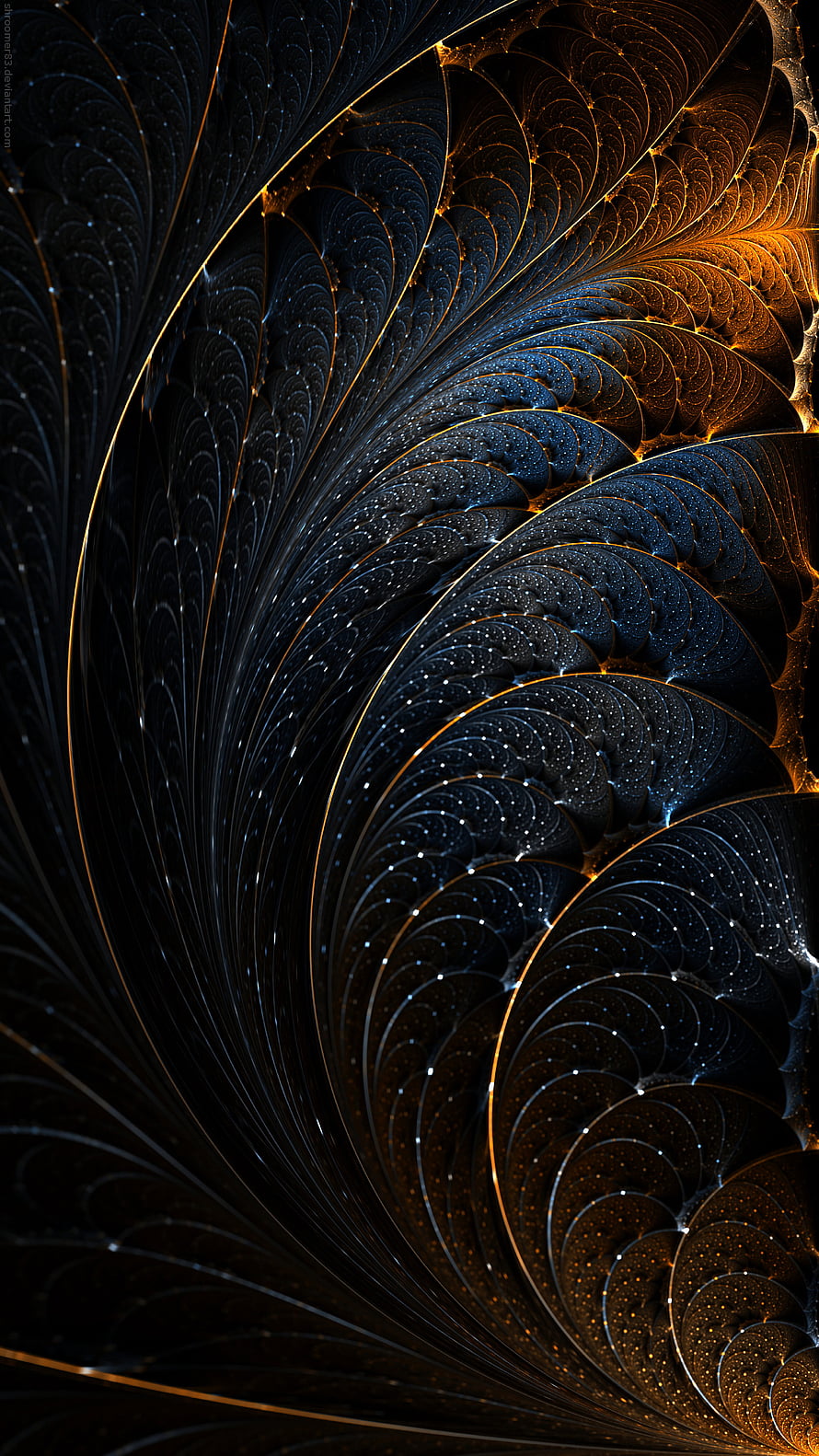 Abstract Fractal Art With Golden Spirals And Dark Blue Cosmic Patterns HD phone wallpaper