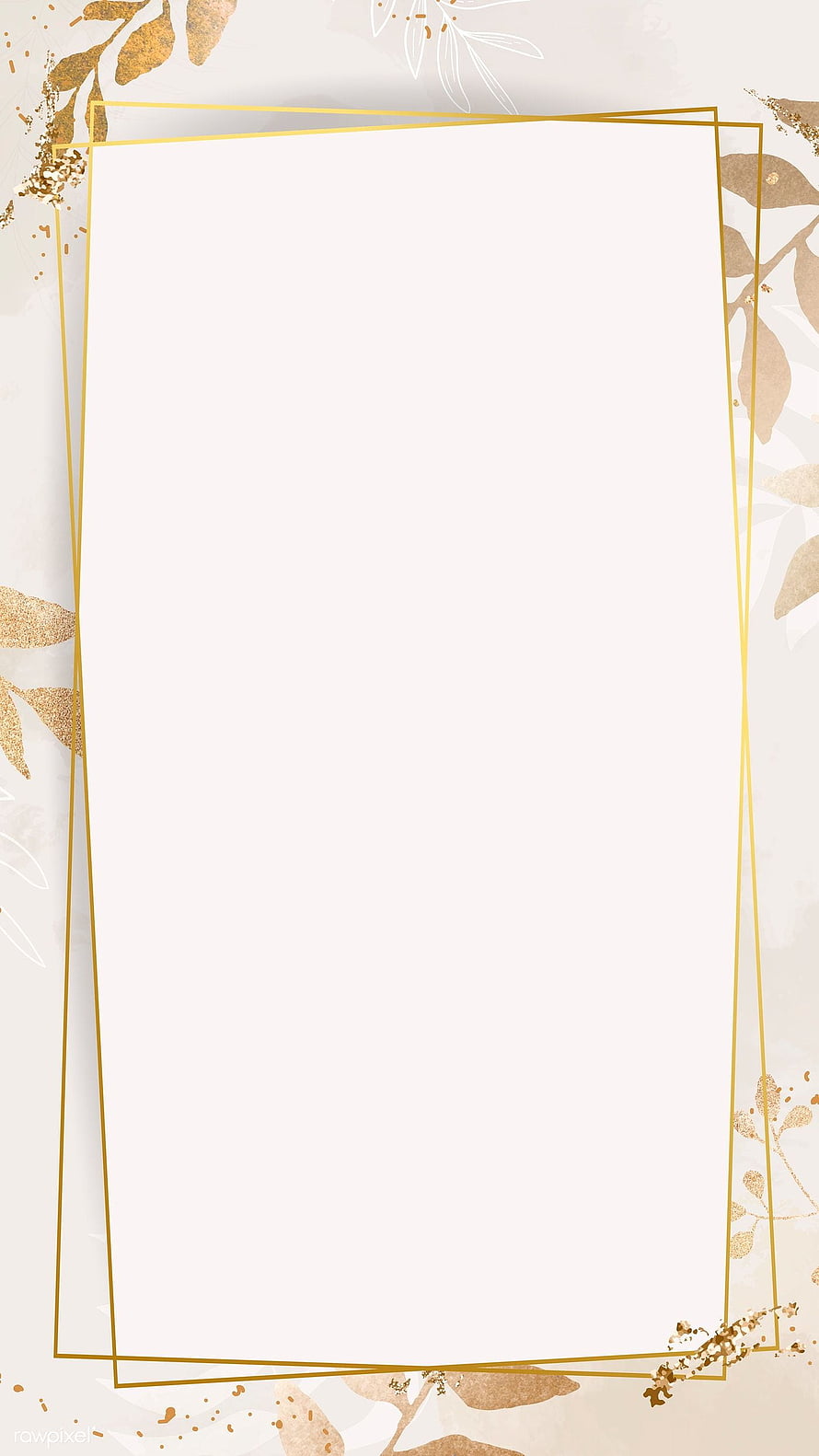 Elegant Gold Foil Floral Frame on Cream Background HD phone wallpaper