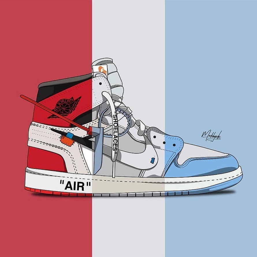Air Jordan 1 High Vector Illustration with Red White and Blue Color Blocking HD phone wallpaper
