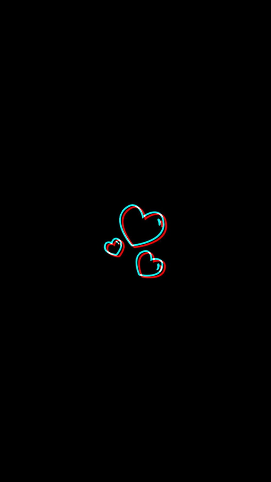Neon Glitch Heart Outline Aesthetic Dark Background Wallpaper HD phone wallpaper