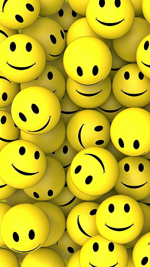 3D Yellow Smiley Face Emoji Pattern Wallpaper HD phone wallpaper