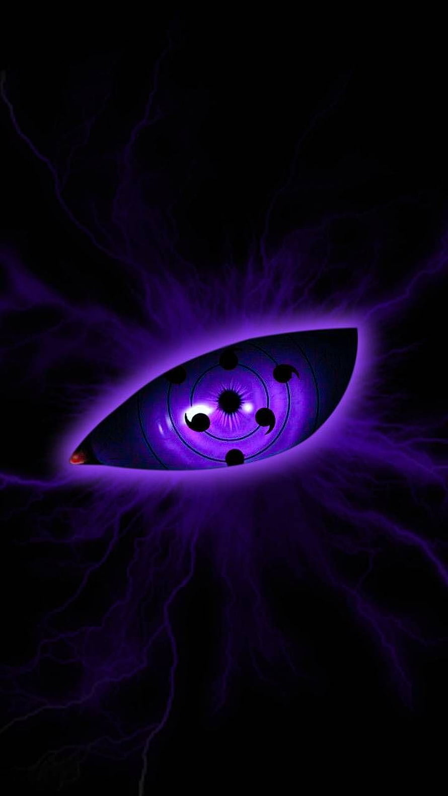 Purple Sharingan Eye With Lightning Aura Anime Wallpaper HD phone wallpaper