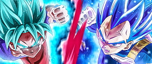 Goku and Vegeta Super Saiyan Blue Clash Anime Wallpaper HD wallpaper