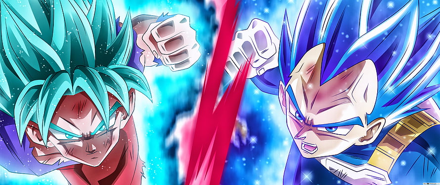 Goku and Vegeta Super Saiyan Blue Clash Anime Wallpaper HD wallpaper
