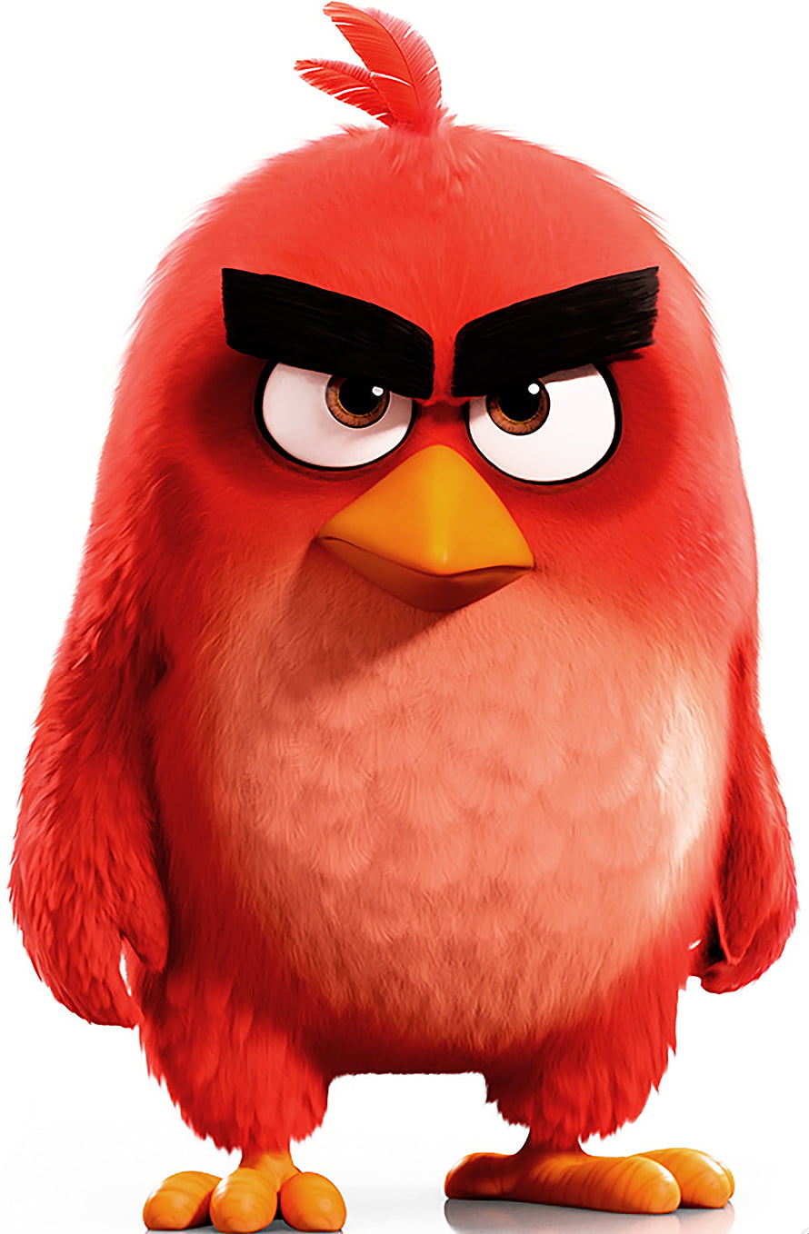 Red from The Angry Birds Movie 2 in a 3D character render with a stern expression HD phone wallpaper