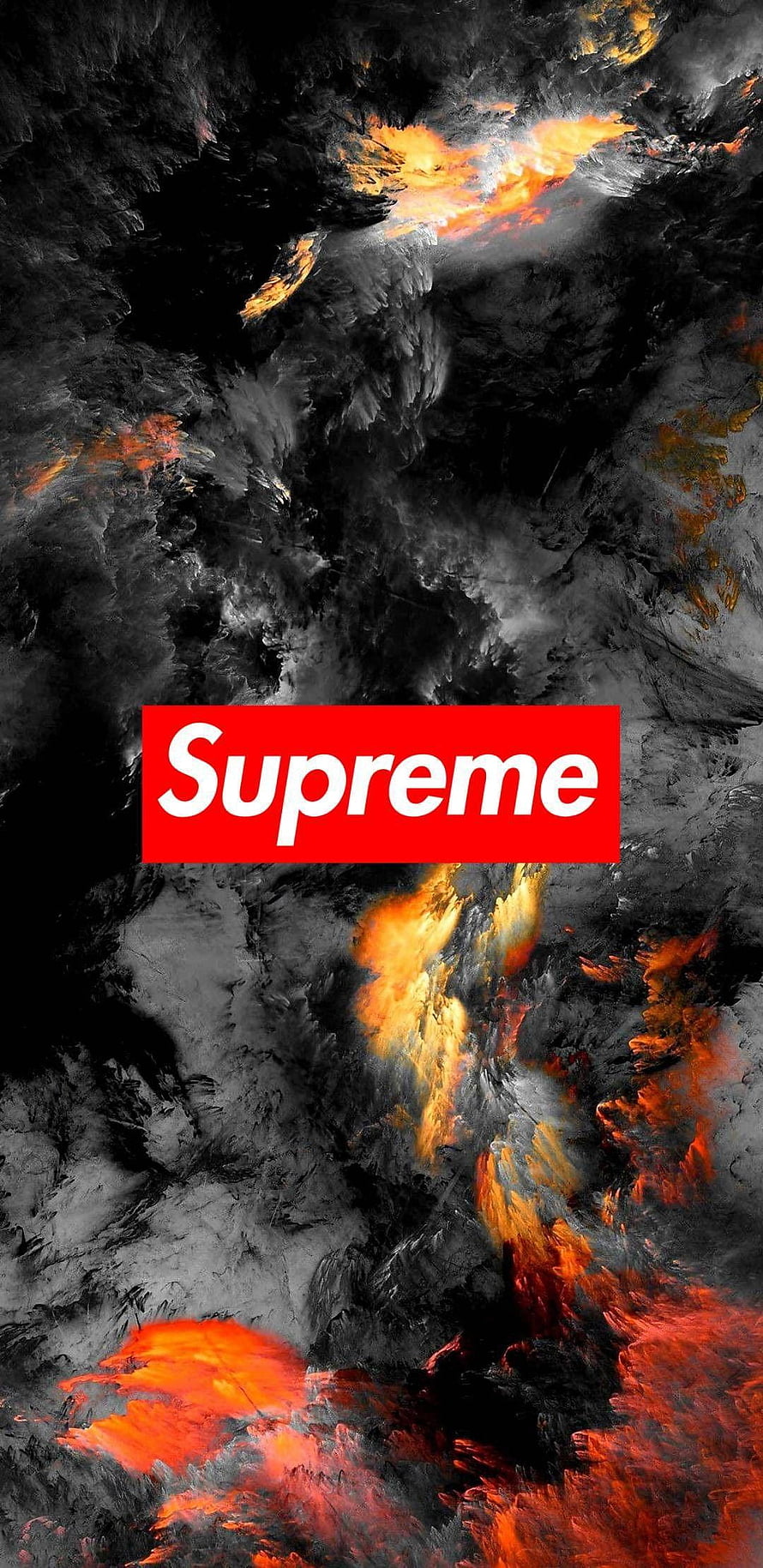 Supreme Logo on Dark Abstract Background with Fiery Orange and Red Accents HD phone wallpaper