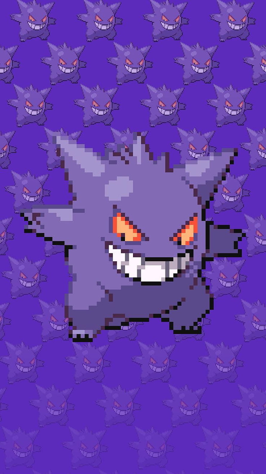 Gengar Pixel Art Pattern Wallpaper with Purple Background and Repeating Monster Design HD phone wallpaper