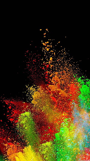 Vibrant Color Powder Explosion on Black Background HD phone wallpaper