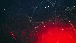 Abstract Digital Network of Glowing Nodes and Connecting Lines on Dark Background HD wallpaper