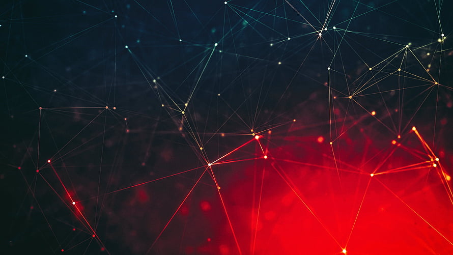 Abstract Digital Network of Glowing Nodes and Connecting Lines on Dark Background HD wallpaper