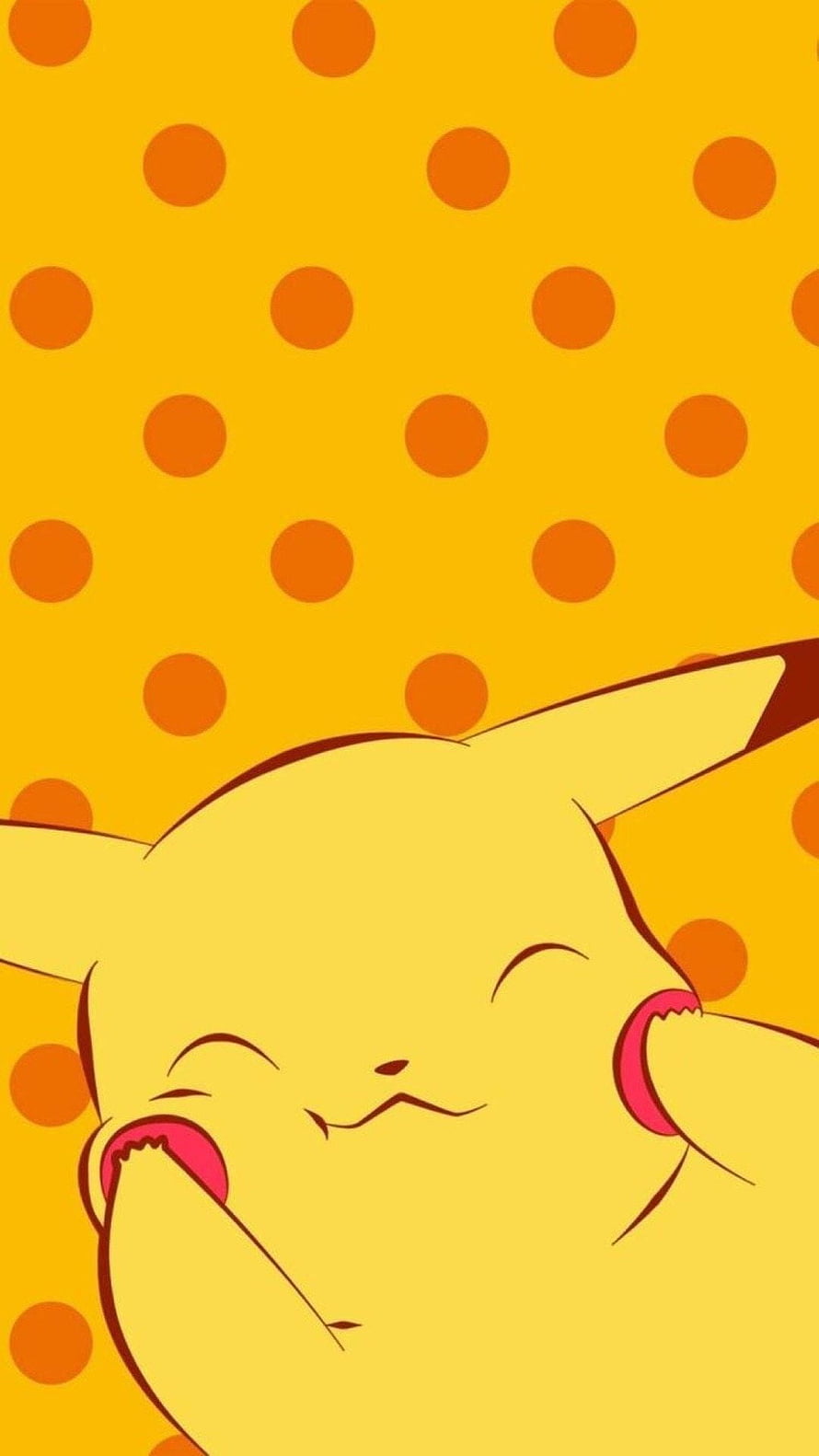 Cute Sleeping Pikachu on Yellow Polka Dot Background HD phone wallpaper