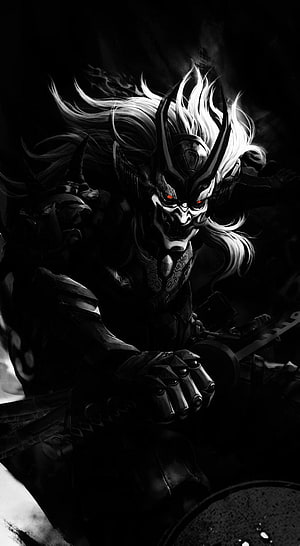 Dark Fantasy Warrior With Glowing Red Eyes And Spiked Armor HD phone wallpaper
