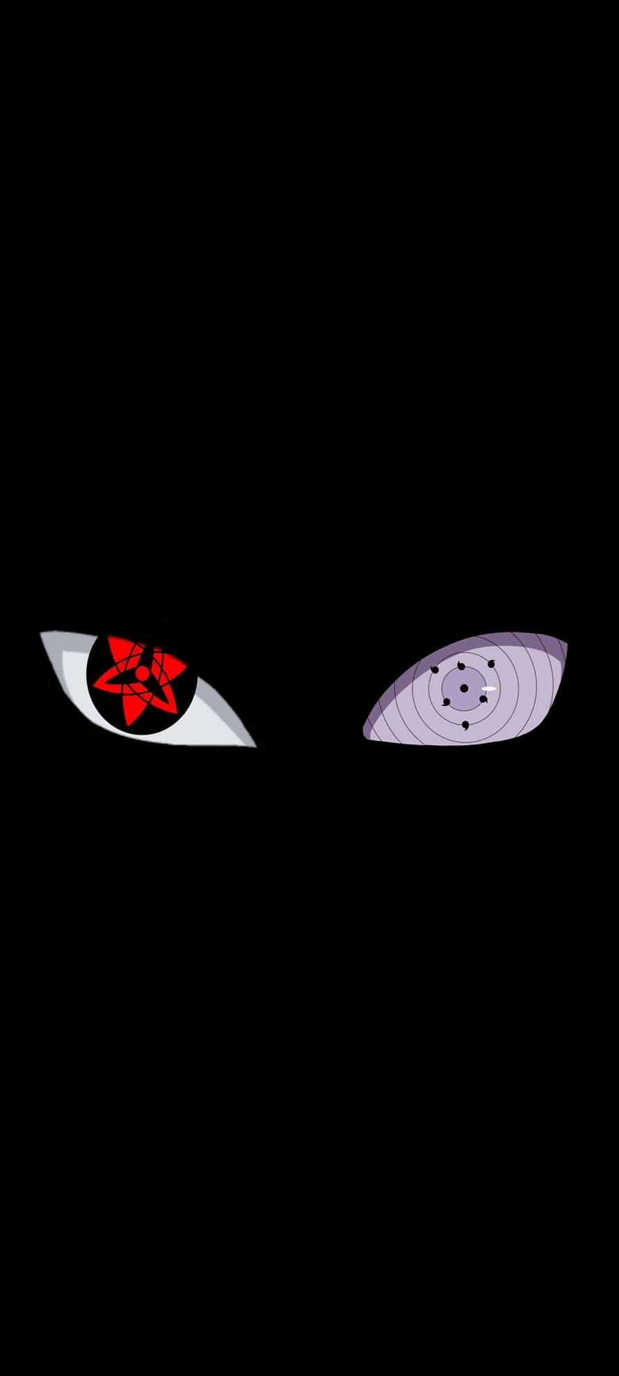 Naruto Sasuke Uchiha Sharingan and Rinnegan Eye Close-Up on Black Background HD phone wallpaper