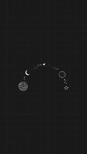 Minimalist Celestial Line Art with Planets and Stars on Dark Grid Background HD phone wallpaper