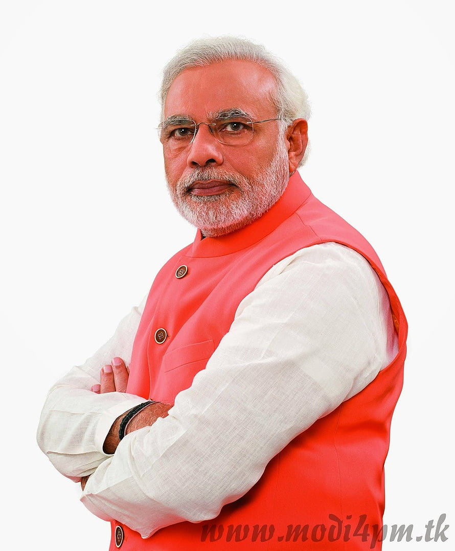 Narendra Modi in a red Nehru jacket with arms crossed against a white background HD phone wallpaper