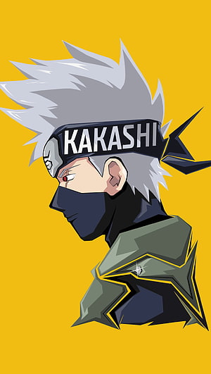 Kakashi Hatake Anime Character Portrait With Yellow Background HD phone wallpaper