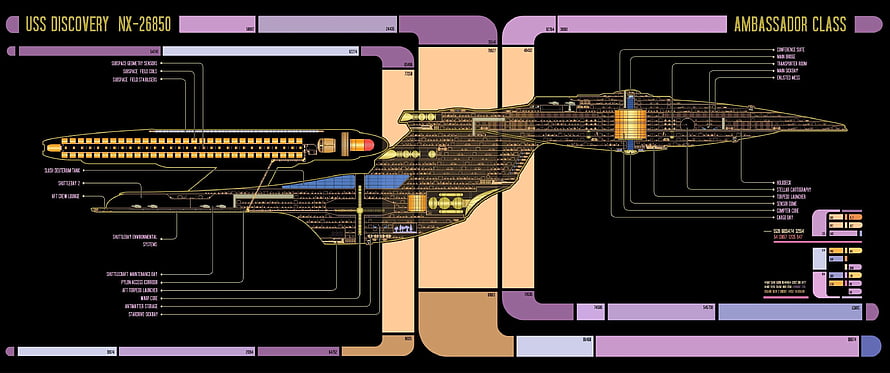 Star Trek Discovery NX-26850 Ambassador Class Schematic Blueprint HD wallpaper