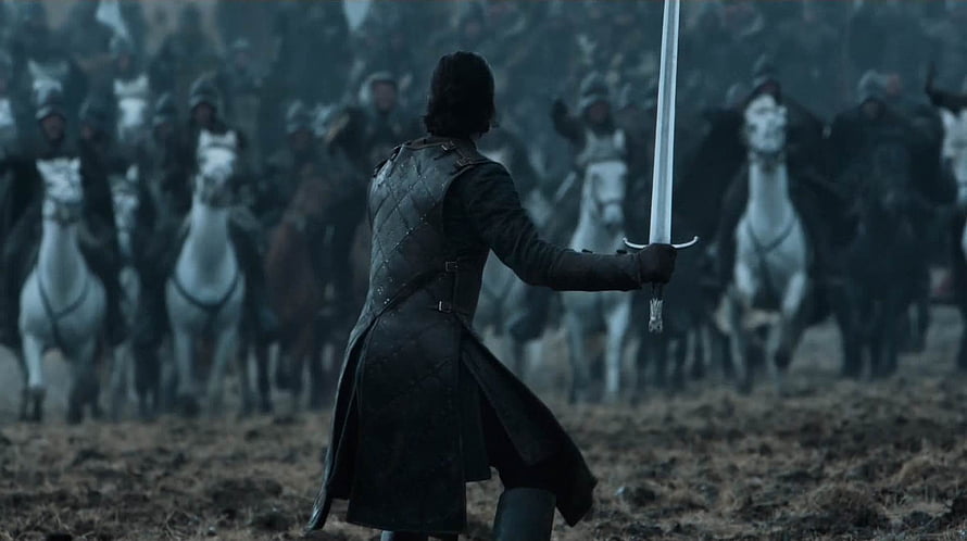 Jon Snow Raises Longclaw Before the Army in Game of Thrones Battle of the Bastards HD wallpaper