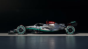 Mercedes-AMG Petronas Formula 1 Race Car Silver Livery Side Profile HD wallpaper