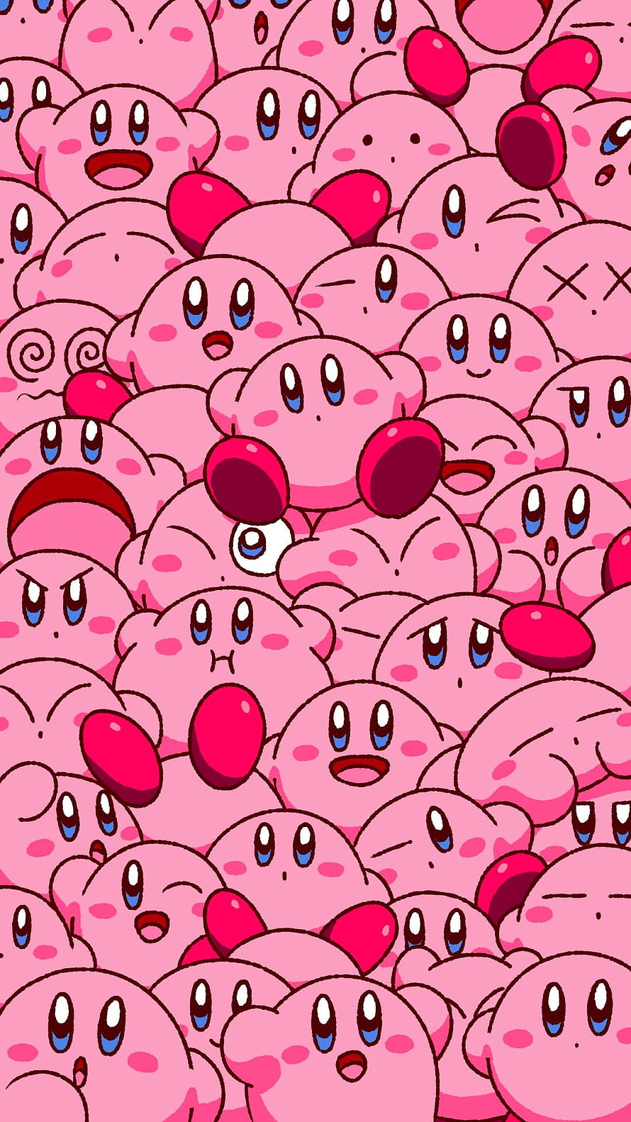 Cute Pink Kirby Character Pattern Wallpaper HD phone wallpaper