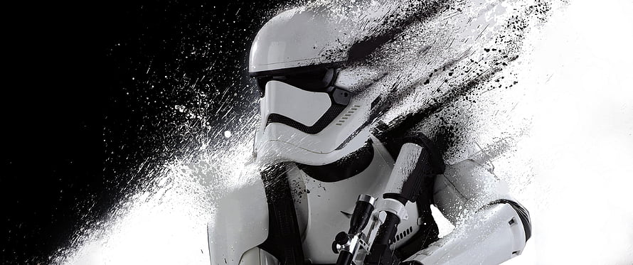 Star Wars Stormtrooper in Dynamic Black and White Artistic Style HD wallpaper