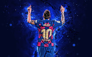 Lionel Messi FC Barcelona Number 10 Jersey Blue Background HD wallpaper