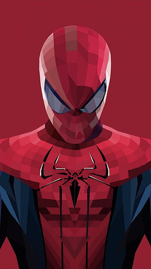 Low Poly Spider-Man Portrait in Red and Blue Suit, Abstract Spiderman, Spider Man HD phone wallpaper