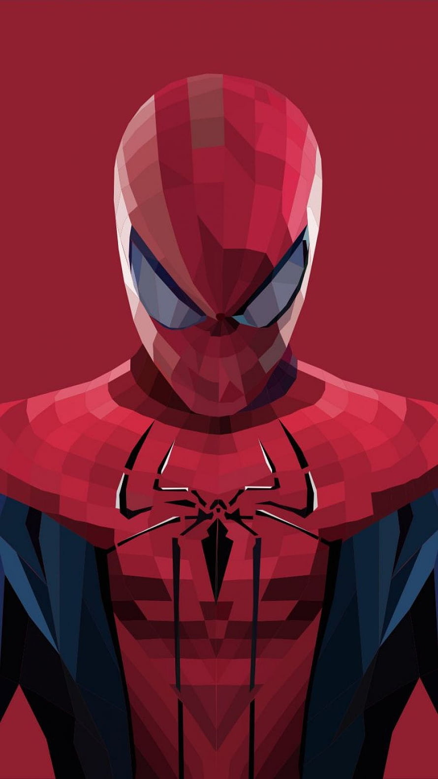 Low Poly Spider-Man Portrait in Red and Blue Suit, Abstract Spiderman, Spider Man HD phone wallpaper