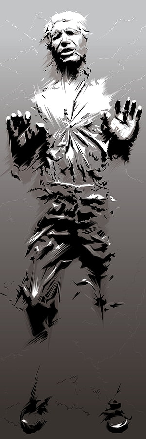 Han Solo Frozen in Carbonite Star Wars Monochrome Digital Art HD phone wallpaper
