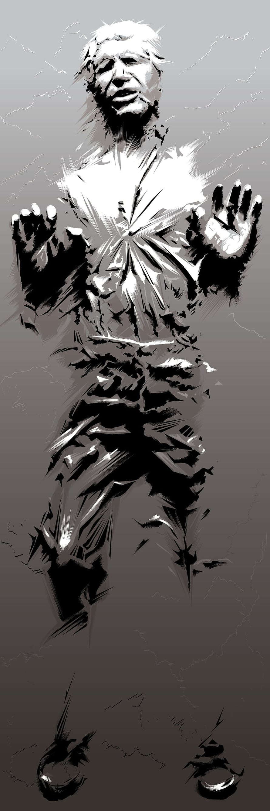 Han Solo Frozen in Carbonite Star Wars Monochrome Digital Art HD phone wallpaper