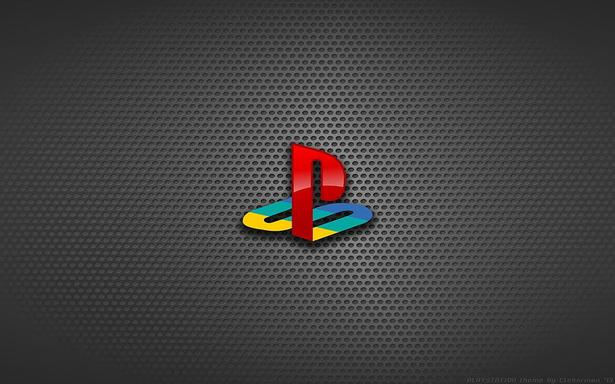 PlayStation 2 Logo on Dark Perforated Metal Background HD wallpaper