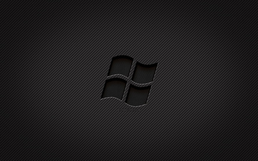 Dark Carbon Fiber Windows Logo Wallpaper HD wallpaper