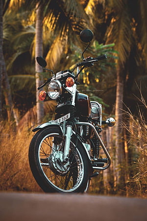 Yamaha RX100 Classic Motorcycle Parked on a Tropical Road at Golden Hour HD phone wallpaper